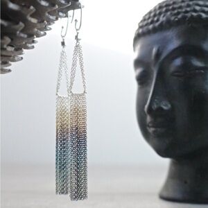 Fringe Ombre Rainbow Sterling Silver Earrings